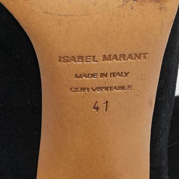 Pre Owned Isabel Marant Black Suede Midcalf Boots Size 41 