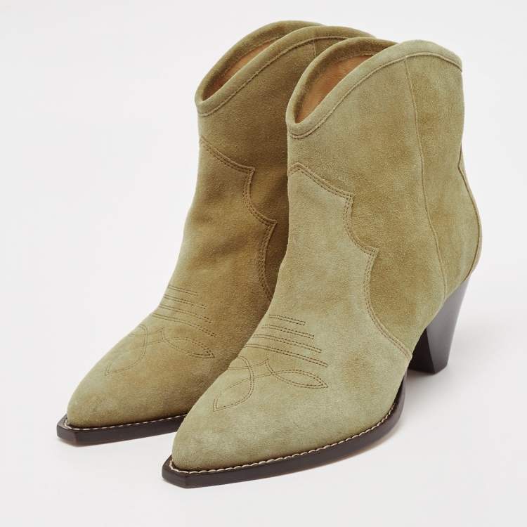 Pre Owned Isabel Marant Beige Suede Dicker Ankle Length Boots Size 38