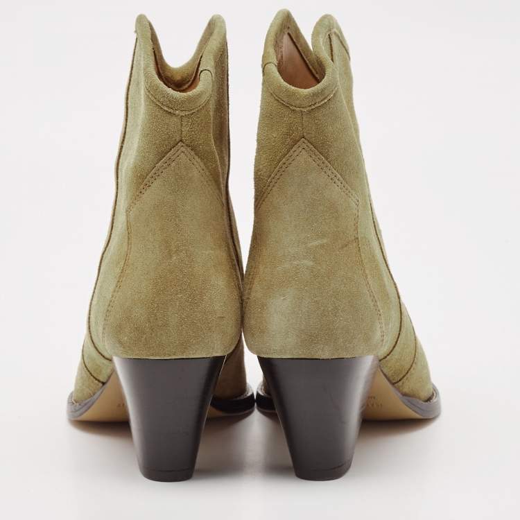 Pre Owned Isabel Marant Beige Suede Dicker Ankle Length Boots Size 38