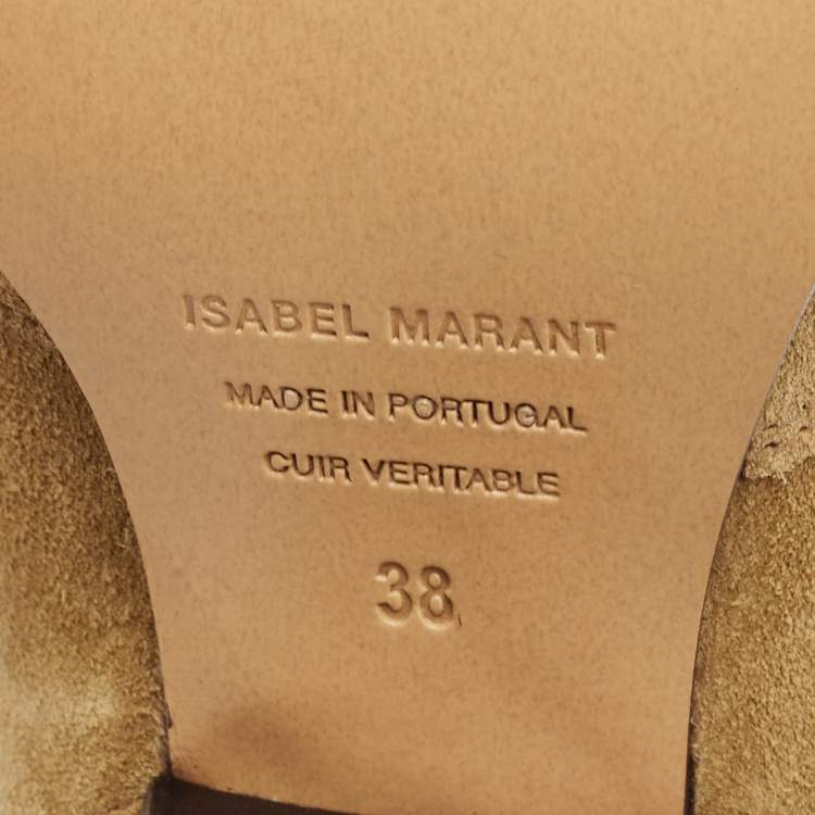 Pre Owned Isabel Marant Beige Suede Dicker Ankle Length Boots Size 38