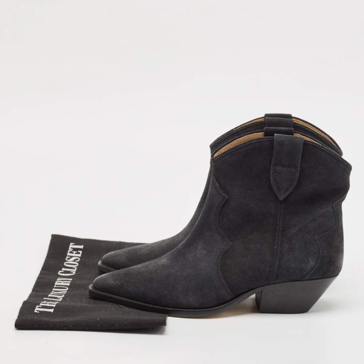 Pre Owned Isabel Marant Grey Suede Dewina Ankle Length Boots Size 38