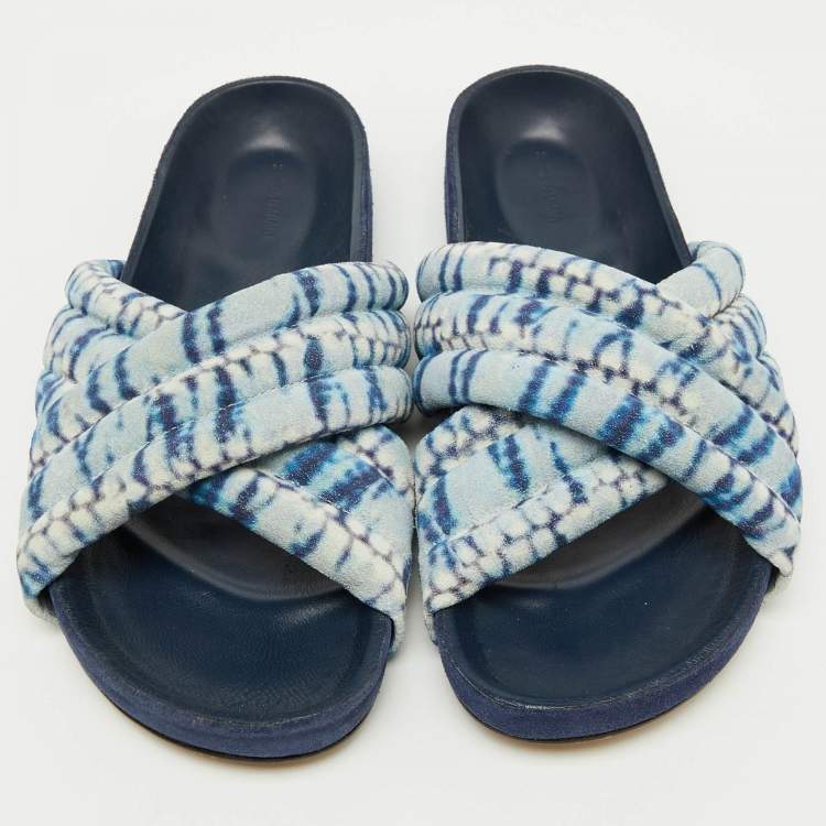Pre Owned Isabel Marant Blue Criss-Cross Suede Flat Size 38