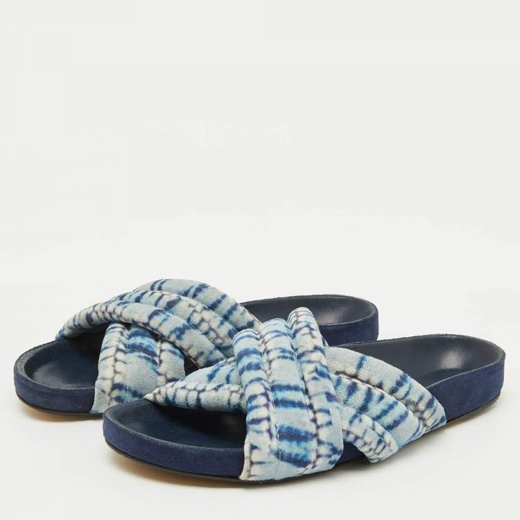 Pre Owned Isabel Marant Blue Criss-Cross Suede Flat Size 38