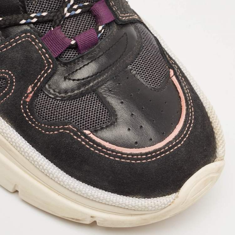 Pre Owned Isabel Marant Black Leather and Mesh Low Top Sneakers Size 39