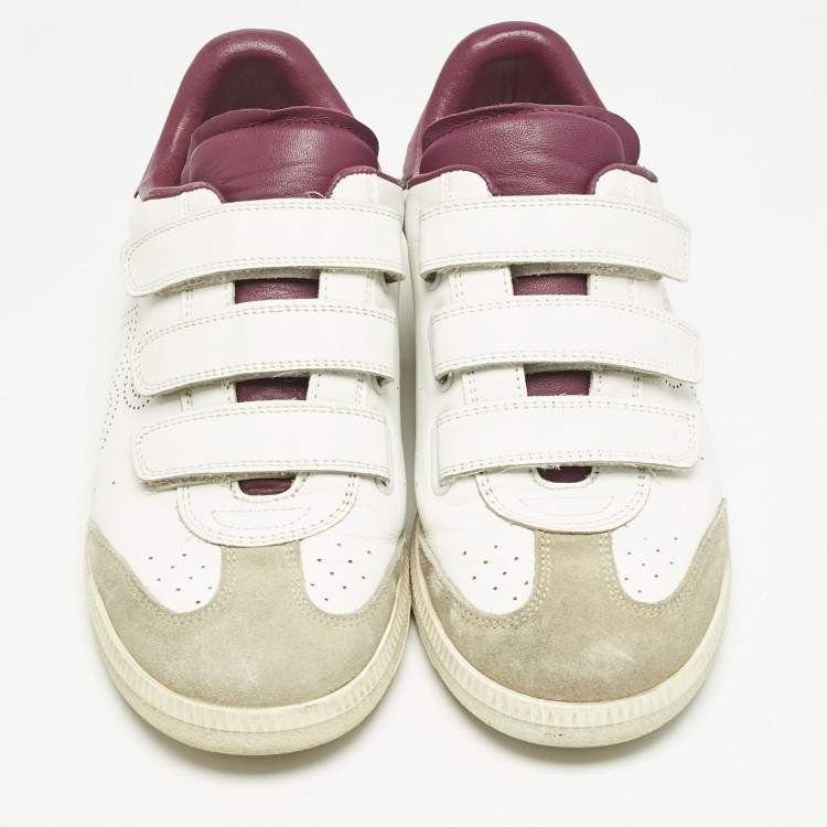 Pre Owned Isabel Marant Tricolor Perforated Leather and Suede Beth Sneakers Size 39