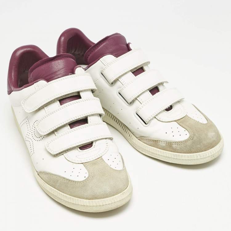 Pre Owned Isabel Marant Tricolor Perforated Leather and Suede Beth Sneakers Size 39