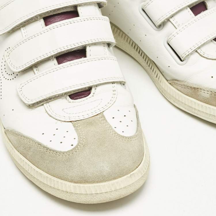 Pre Owned Isabel Marant Tricolor Perforated Leather and Suede Beth Sneakers Size 39