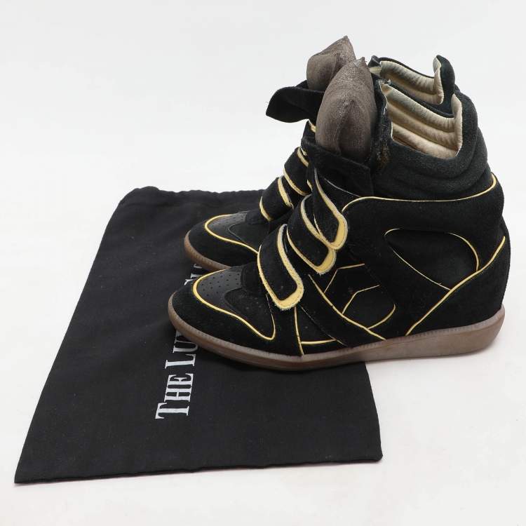 Pre Owned Isabel Marant Two Tone Suede and Leather Bekett Wedge Sneakers Size 38