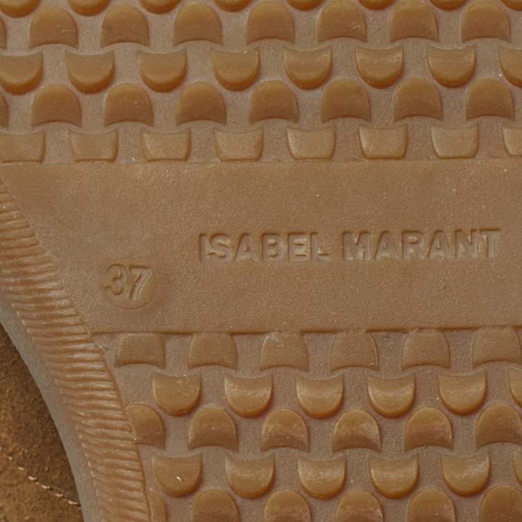 Pre Owned Isabel Marant Brown Suede Bobby Wedge Sneakers Size 37