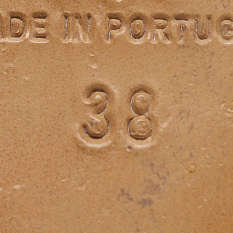 Pre Owned Isabel Marant Khaki/Multicolor Leather, Suede and Velvet Studded Mid Calf Wedge Boots Size 38