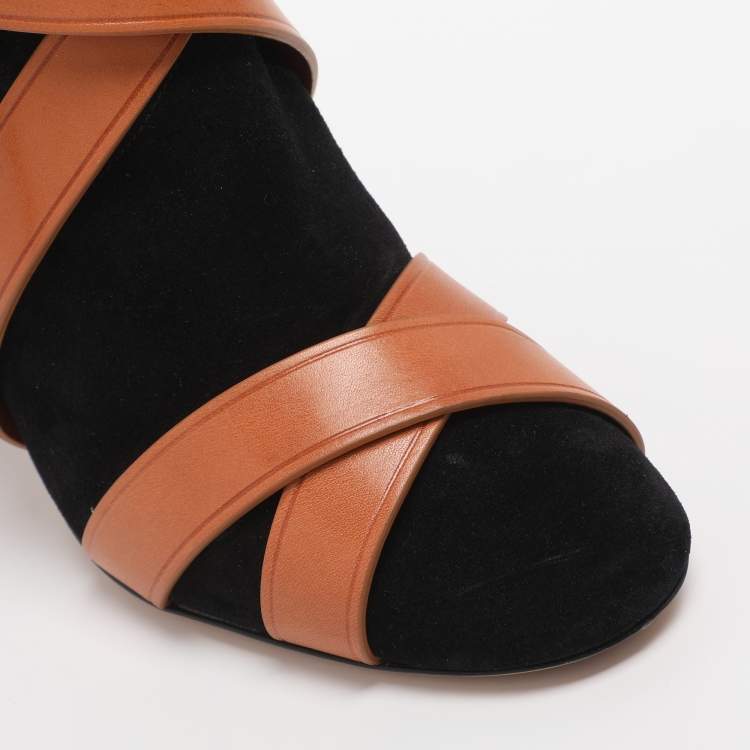 Pre Owned Isabel Marant Black Leather and Suede Mid Calf Boots Size 38