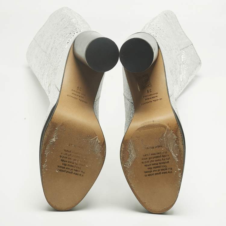 Pre Owned Isabel Marant Silver Foil Leather Knee Length Boots Size 39