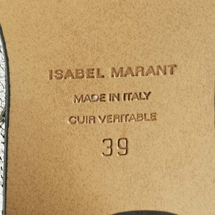 Pre Owned Isabel Marant Silver Foil Leather Knee Length Boots Size 39