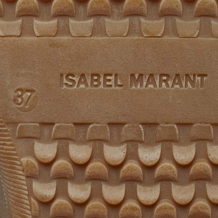 Pre Owned Isabel Marant Olive Green Suede Bobby Wedge Sneakers Size 37