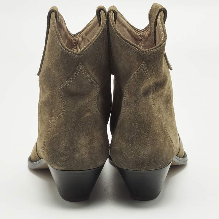 Pre Owned Isabel Marant Dicker Size 40 Green Suede Ankle Length Boots