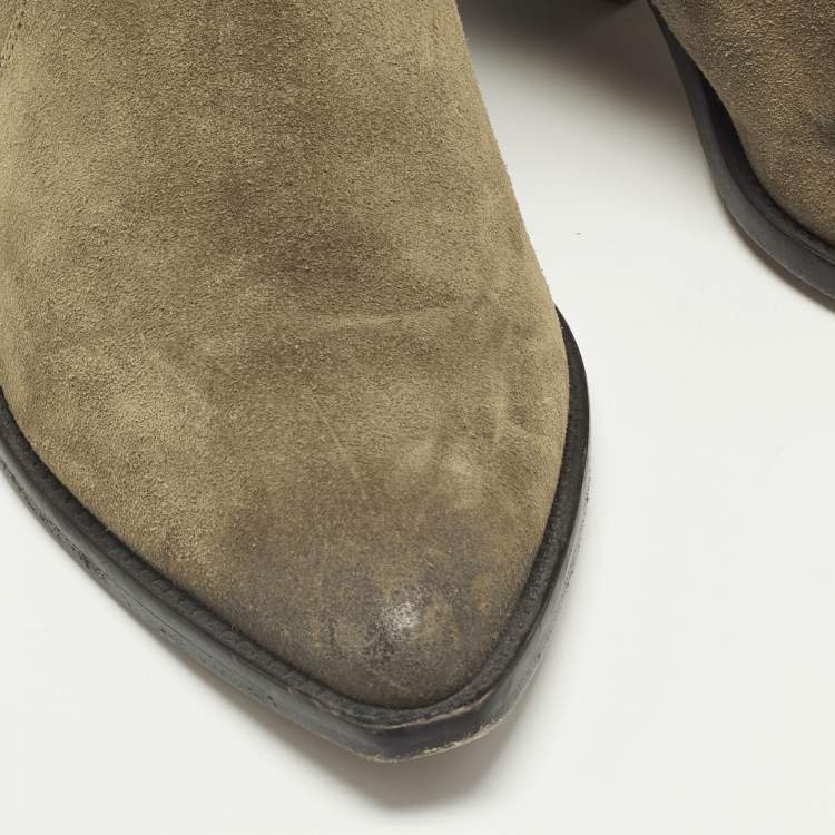 Pre Owned Isabel Marant Dicker Size 40 Green Suede Ankle Length Boots