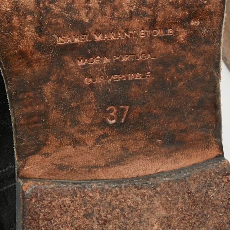 Pre Owned Isabel Marant Crisi Size 37 Black Suede Ankle Length Boots