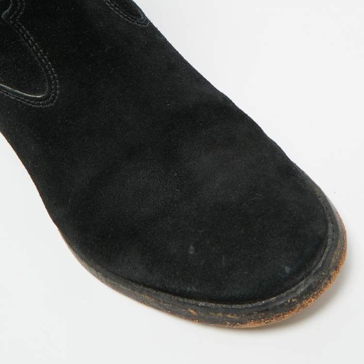 Pre Owned Isabel Marant Crisi Size 37 Black Suede Ankle Length Boots