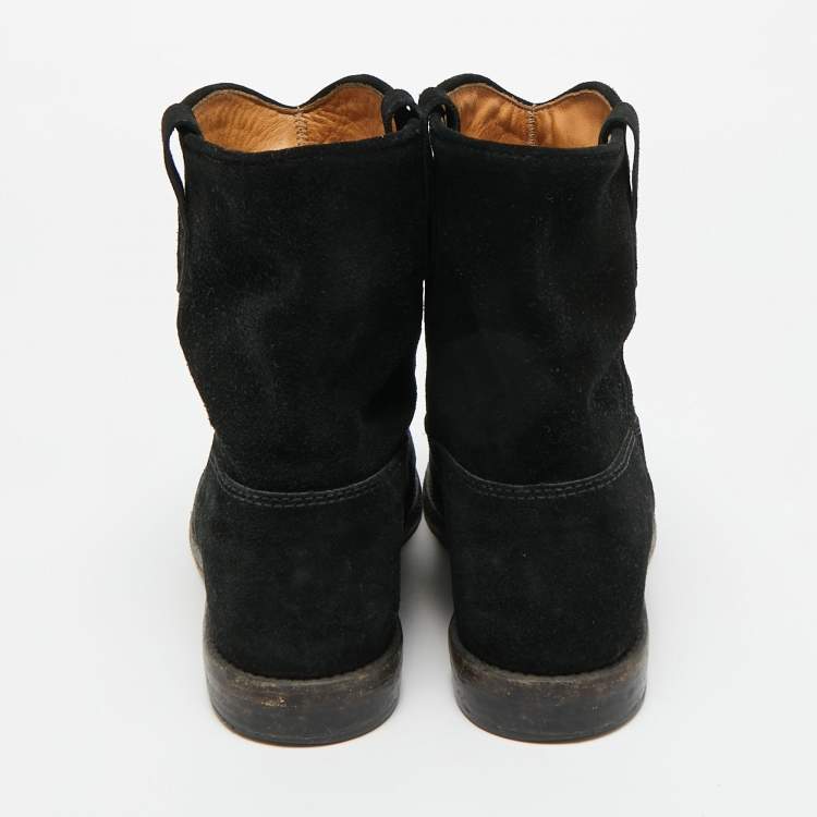 Pre Owned Isabel Marant Crisi Size 37 Black Suede Ankle Length Boots