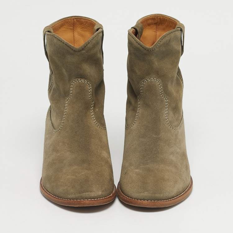 Pre Owned حذاء بوت بطول الكاحل إيزابيل مارانت كريسي سويدي أخضر مقاس 37