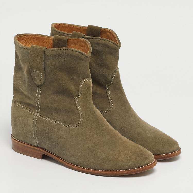 Pre Owned حذاء بوت بطول الكاحل إيزابيل مارانت كريسي سويدي أخضر مقاس 37