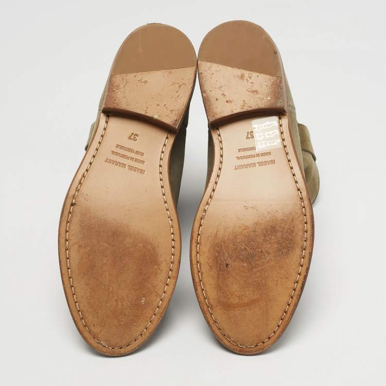 Pre Owned حذاء بوت بطول الكاحل إيزابيل مارانت كريسي سويدي أخضر مقاس 37