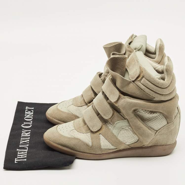 Pre Owned Isabel Marant Bekett Size 41 Grey Leather and Suede High Top Sneakers