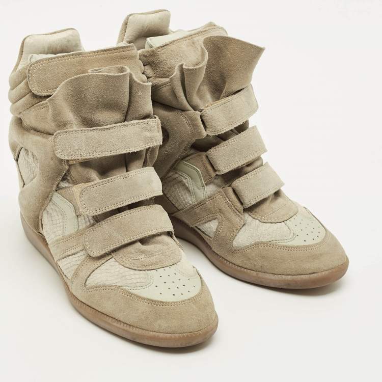 Pre Owned Isabel Marant Bekett Size 41 Grey Leather and Suede High Top Sneakers