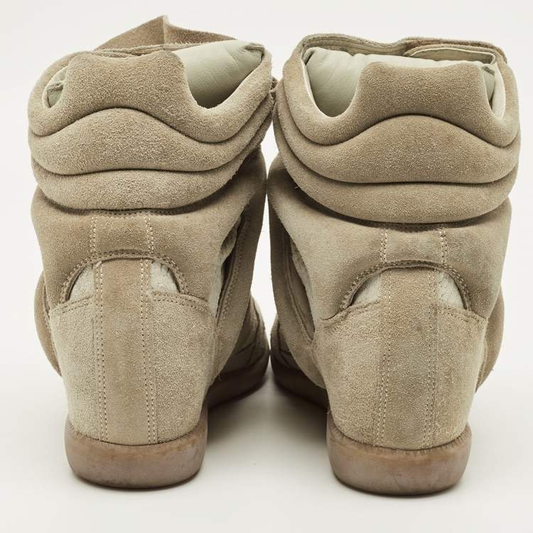 Pre Owned Isabel Marant Bekett Size 41 Grey Leather and Suede High Top Sneakers