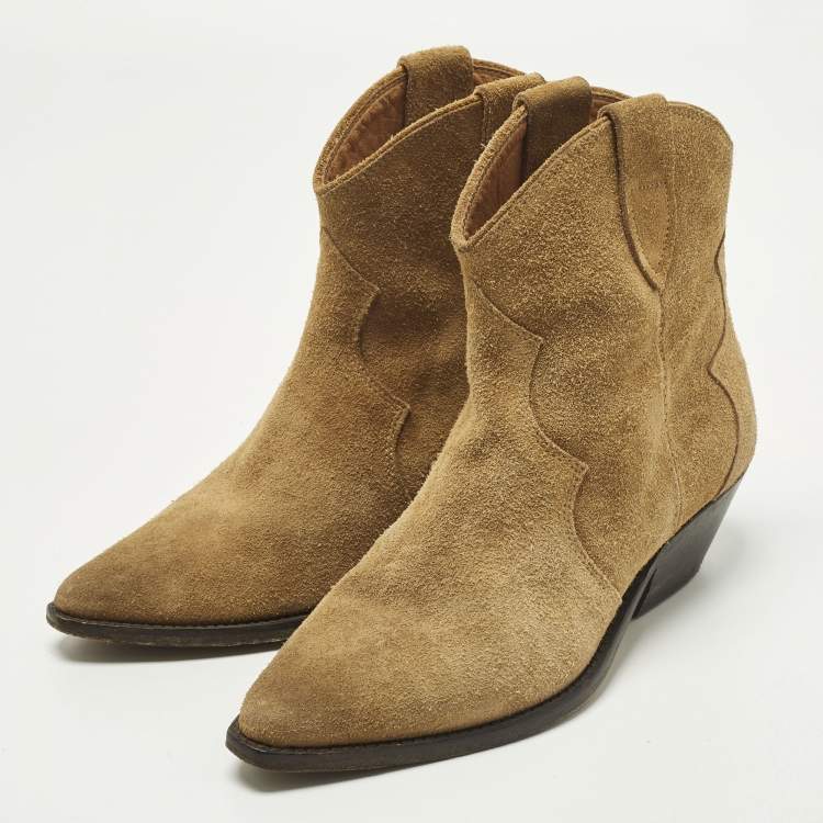 Pre Owned Isabel Marant Dicker Size 38 Brown Suede Ankle Length Boots