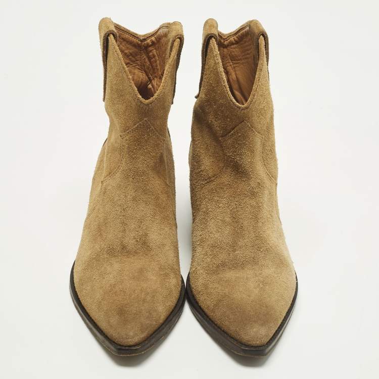 Pre Owned Isabel Marant Dicker Size 38 Brown Suede Ankle Length Boots