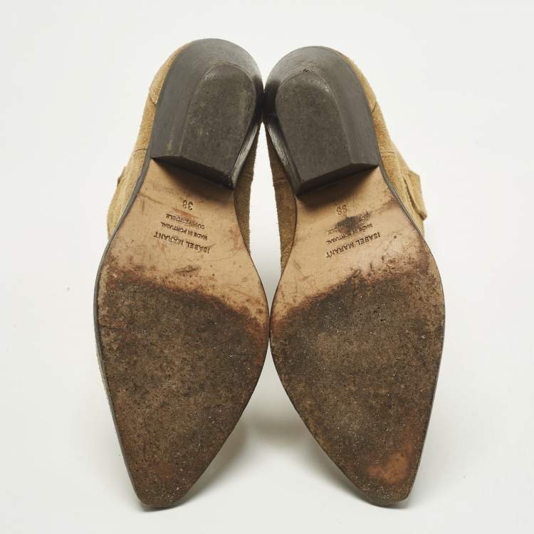 Pre Owned Isabel Marant Dicker Size 38 Brown Suede Ankle Length Boots