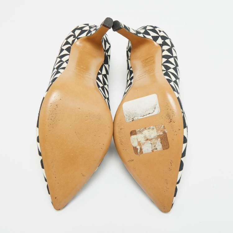 Pre Owned Isabel Marant Size 38 White/Black Printed Canvas Pumps