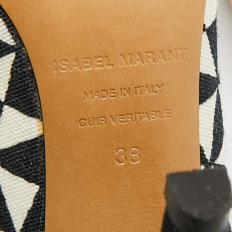 Pre Owned Isabel Marant Size 38 White/Black Printed Canvas Pumps