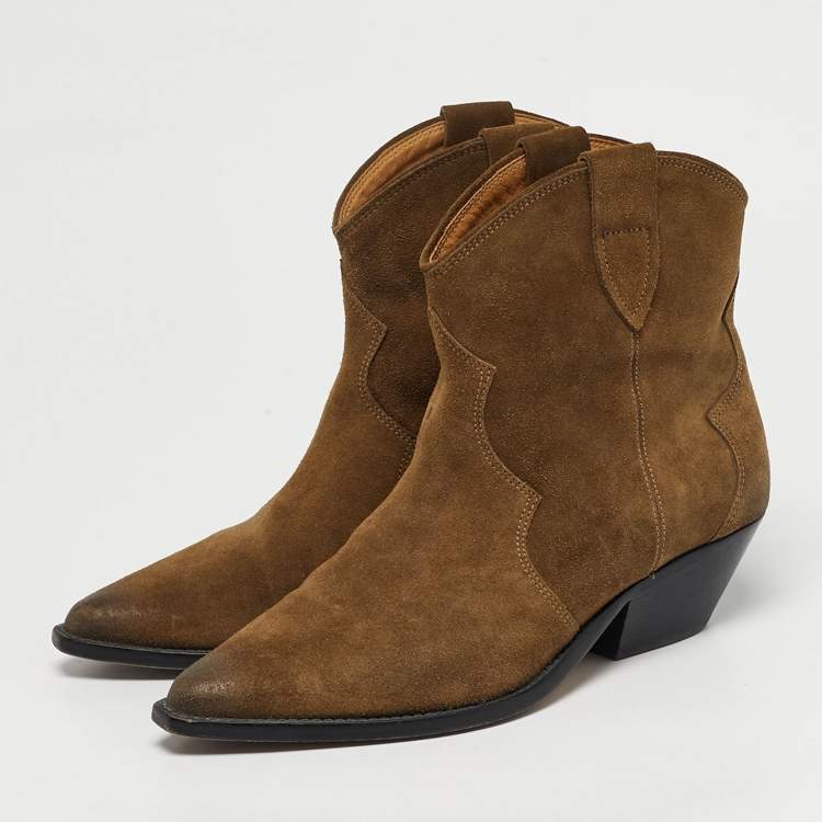 مملوكة مسبقًا Isabel Marant Dewina Size 39 Green Suede Ankle Length Boots