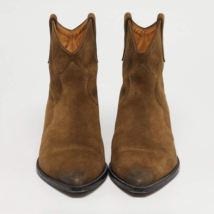 مملوكة مسبقًا Isabel Marant Dewina Size 39 Green Suede Ankle Length Boots