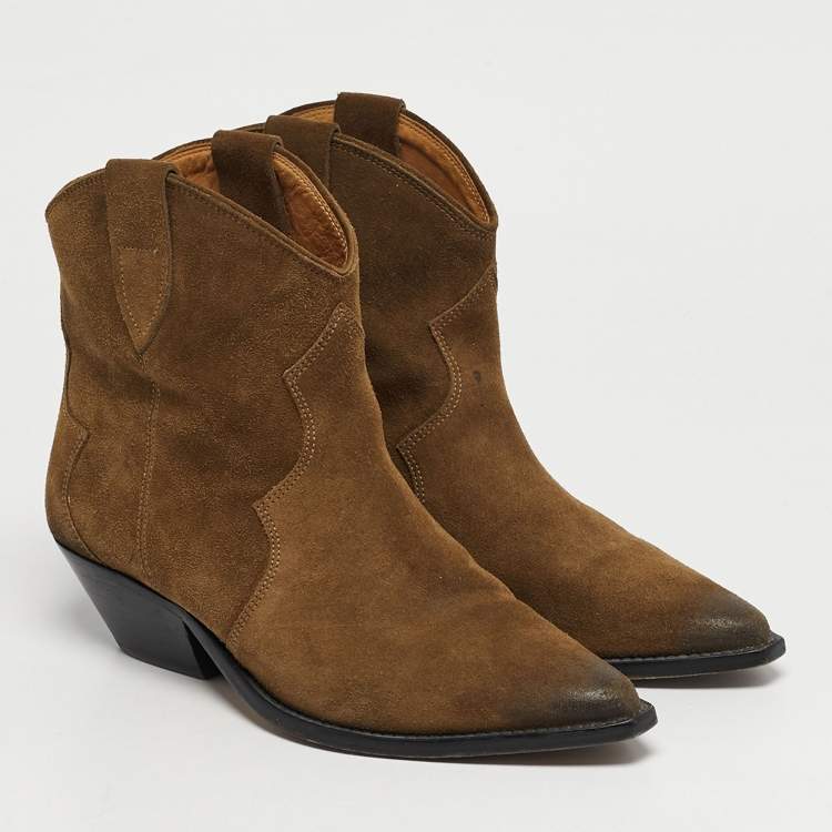 مملوكة مسبقًا Isabel Marant Dewina Size 39 Green Suede Ankle Length Boots