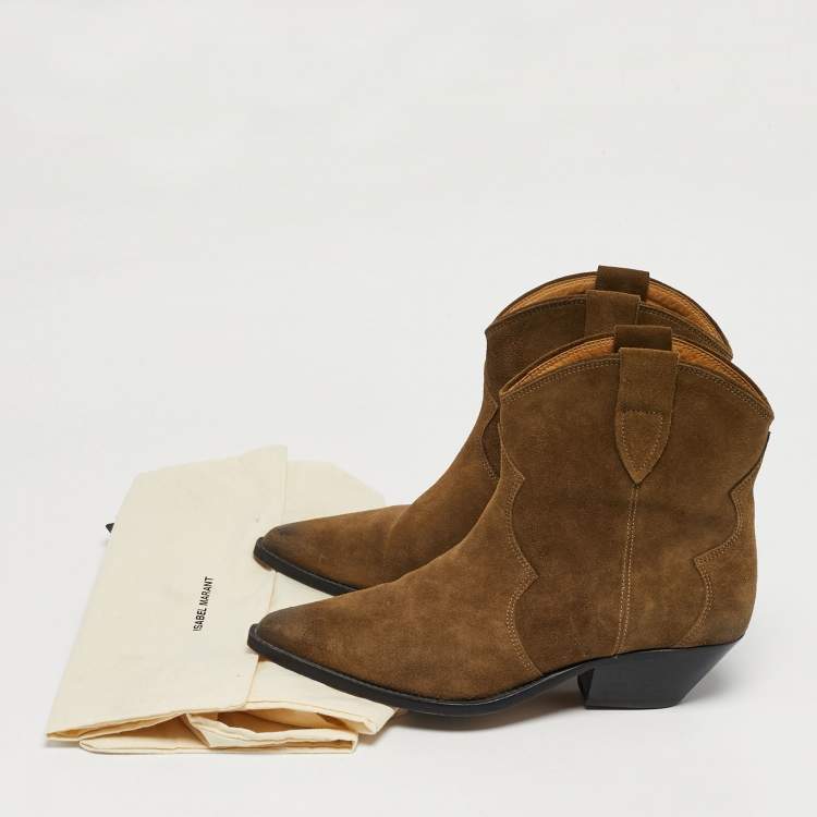 مملوكة مسبقًا Isabel Marant Dewina Size 39 Green Suede Ankle Length Boots