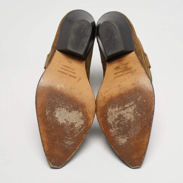 مملوكة مسبقًا Isabel Marant Dewina Size 39 Green Suede Ankle Length Boots