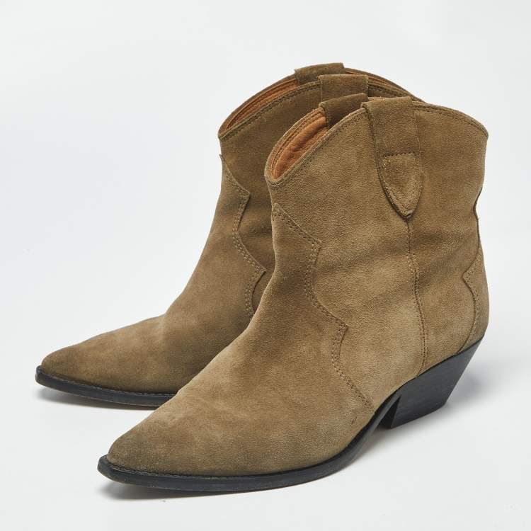 مملوكة مسبقًا Isabel Marant Dicker Size 38 Grey Suede Ankle Length Boots