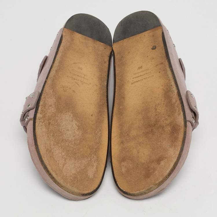 Pre Owned Isabel Marant Lenny Size 39 Purple Suede Buckle Embellished Flats