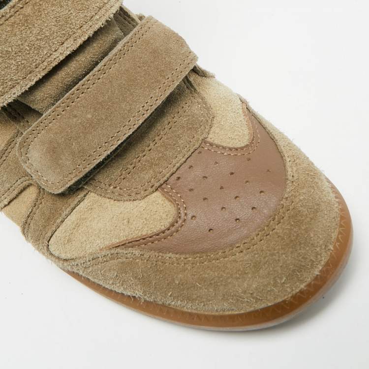Pre Owned Isabel Marant Bekett Size 40 Grey Leather and Suede Wedge Sneakers