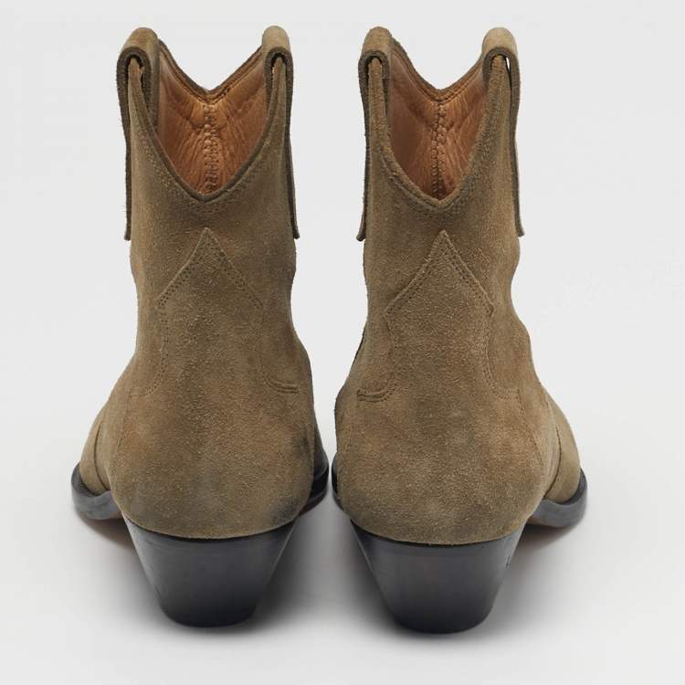 Pre Owned Isabel Marant Dewina Size 36 Olive Green Suede Ankle Boots