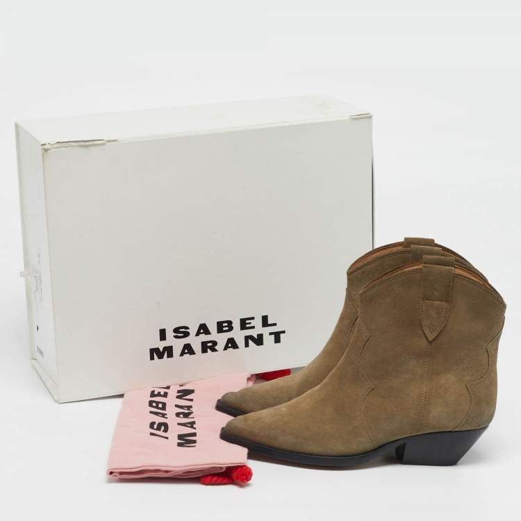 Pre Owned Isabel Marant Dewina Size 36 Olive Green Suede Ankle Boots