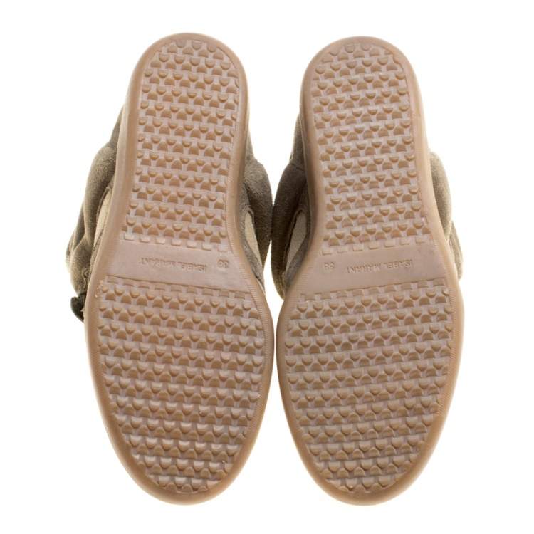 Pre Owned Isabel Marant Moos Green Suede Bekett Wedge Sneakers Size 38