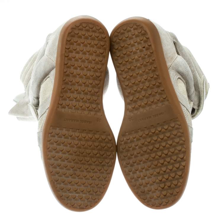 Pre Owned Isabel Marant Beige Suede Bekett Wedge Sneakers Size 36