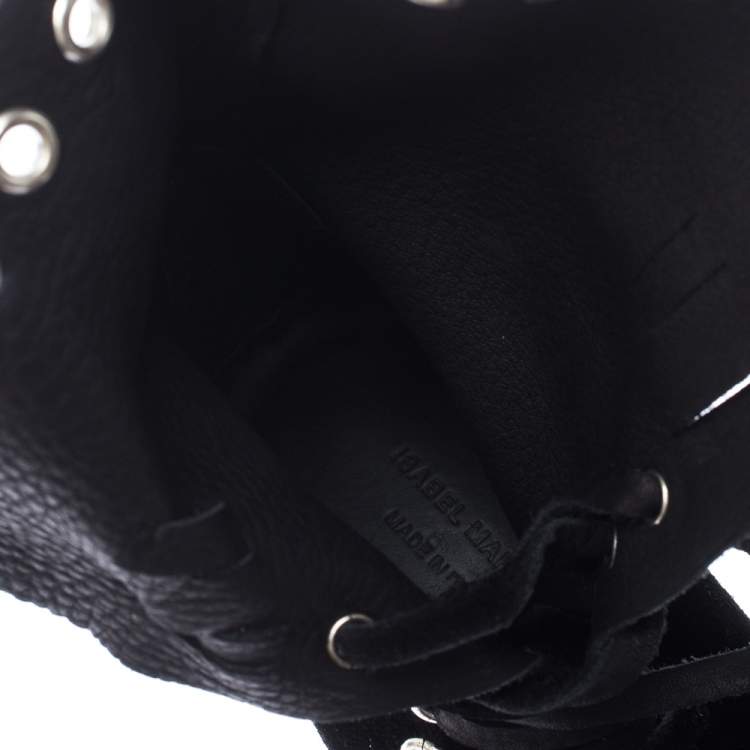 Pre Owned Isabel Marant Black Suede Eyelet Cut Out Bow Ankle Boots Size 37