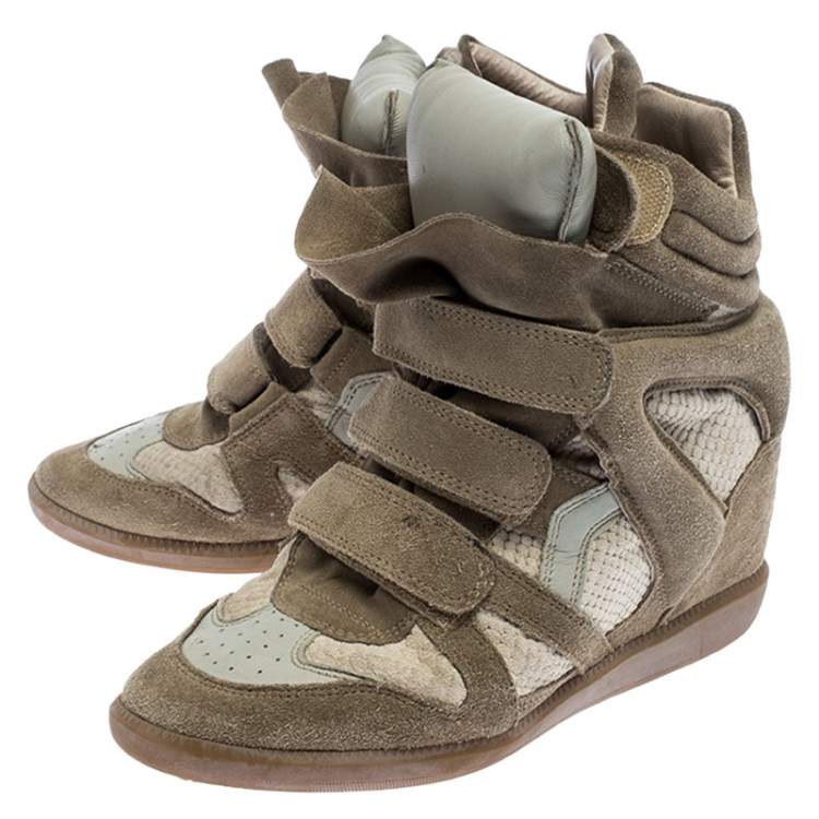 slap af Forkæle ærme Isabel Marant Beige Suede And Leather Bekett Wedge Sneakers Size 39 Isabel  Marant | TLC