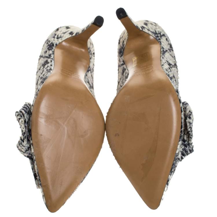 Pre Owned Isabel Marant Black/White Python Effect Leather Poppy Pumps Size 36