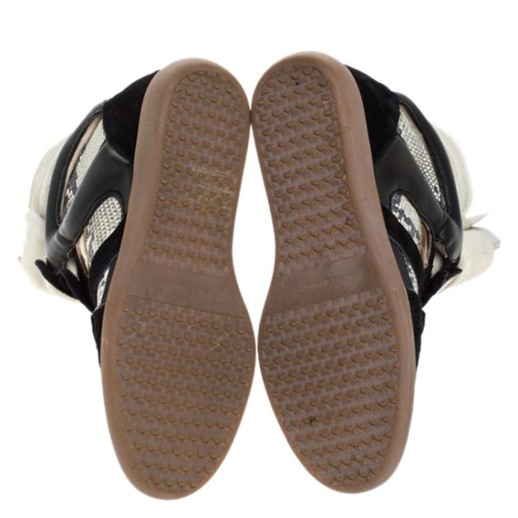 Pre Owned Isabel Marant Tricolor Python Embossed And Suede Leather Bekett Wedge High Top Sneakers Size 39